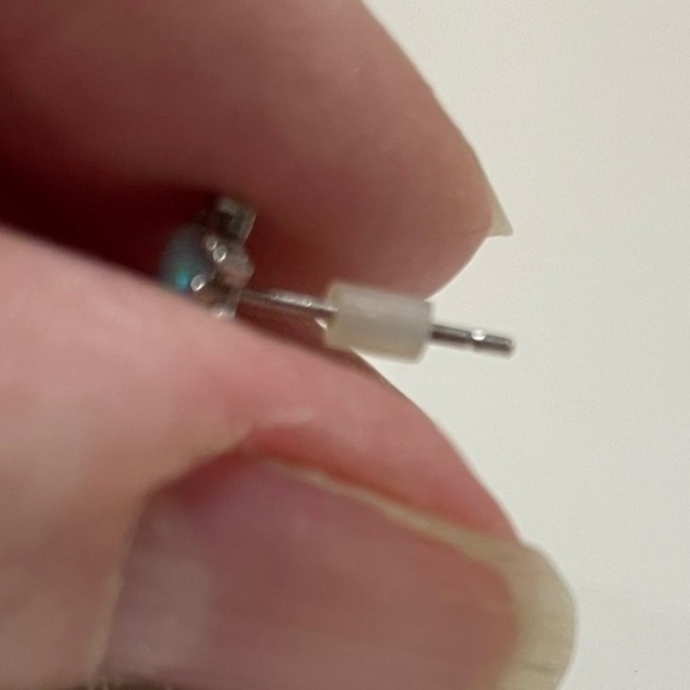 Unbranded Opal Stud Earrings Women OS White Excellent Halo Sunburst CZ Silver - Picture 5 of 5